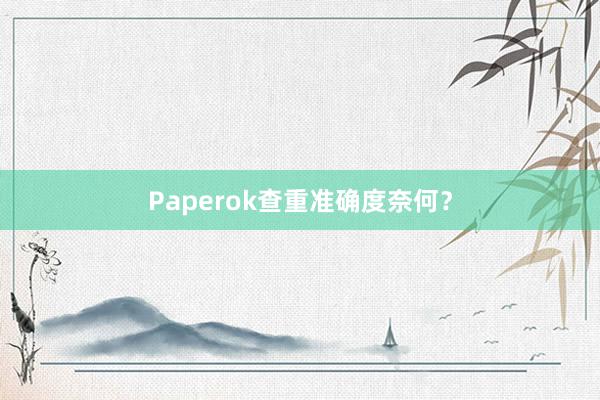 Paperok查重准确度奈何?