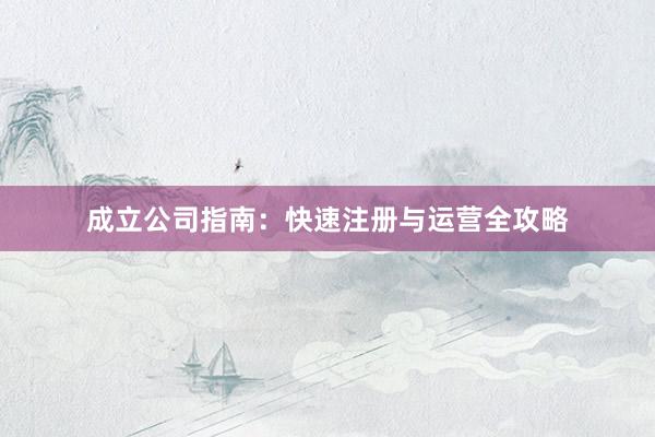 成立公司指南：快速注册与运营全攻略